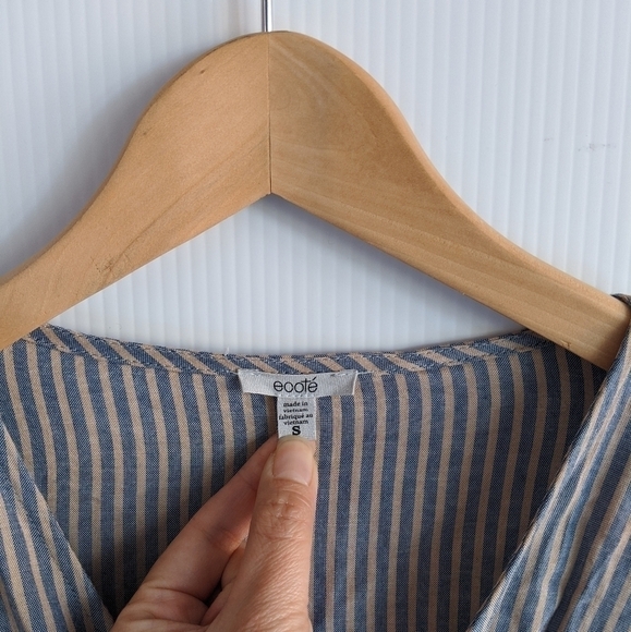 Ecote Striped Bell-Sleeve Striped Wrap Dress Size S - Picture 6 of 7